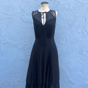 Anthropologie Leifsdottir Black Silk Dress SIze 4 Whimsygoth goth Layered midi